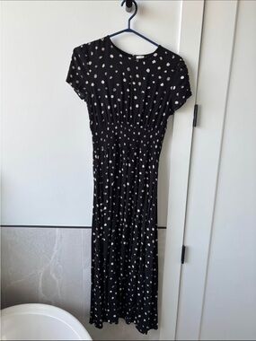 Wilfred Black Maxi Dress with White Polka Dots
